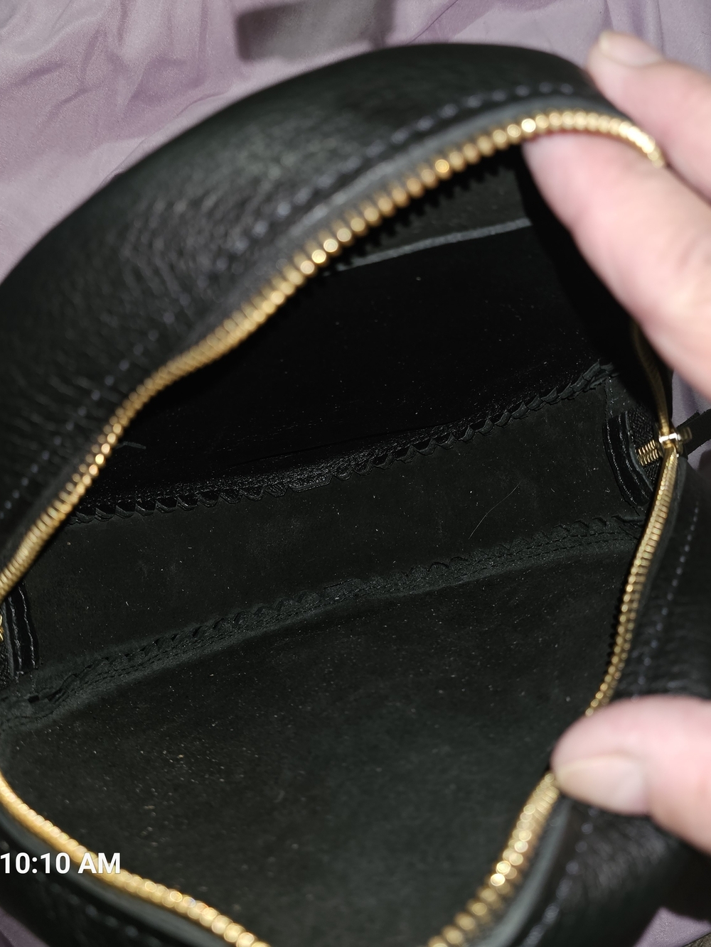 Portland Leather Black Pebble Circle Bag - Picture 6 of 7